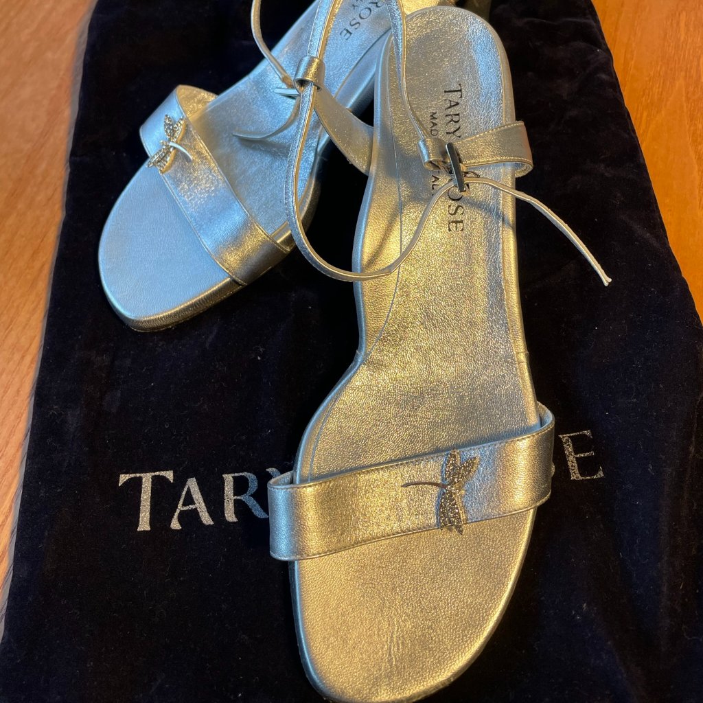 Silver Taryn Rose Sandals, 38.5, 8.5